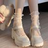 Japanese Mesh Lace Mary Jane Socks - Women's Trendy Summer Mid-Calf Pile-Up Socks