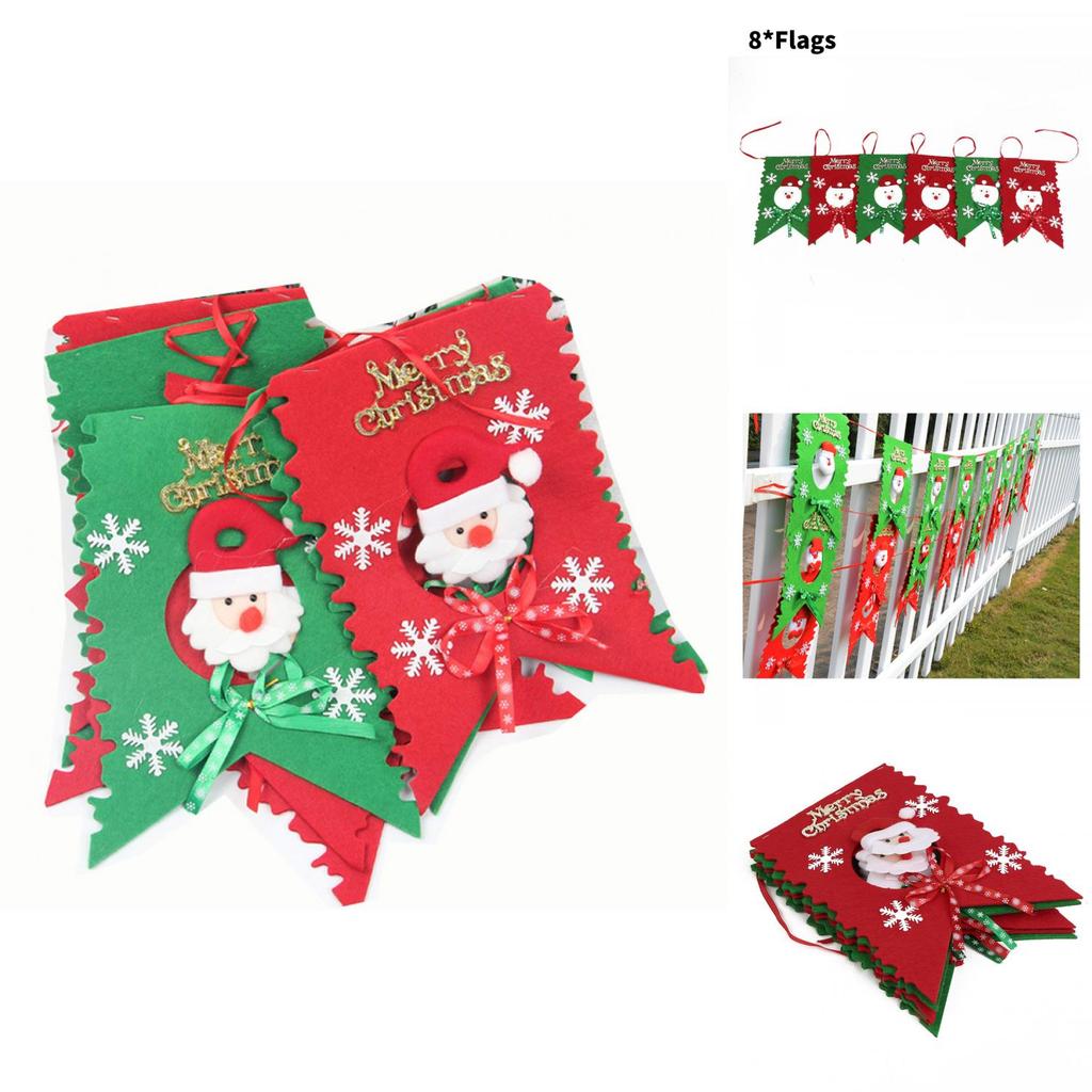 Christmas Celebration Santa Claus Pattern Banner Set With Nonwoven Fabric For Festive Wall Decor