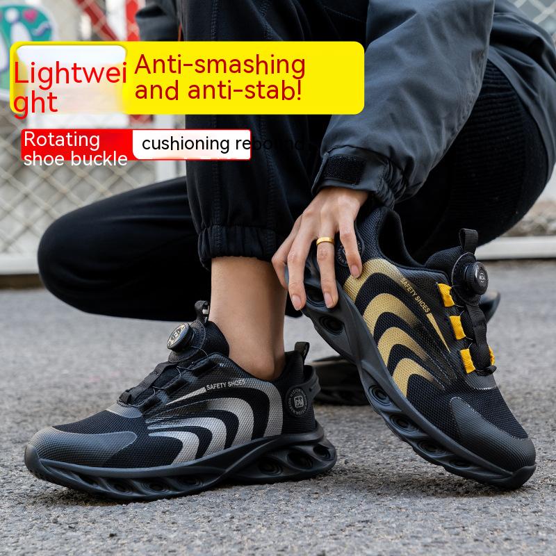 Rotating Buttons Safety Shoes Men Waterproof Work Boots Men Anti-smash Anti-puncture Steel Toe Boot Winter Protective Shoes