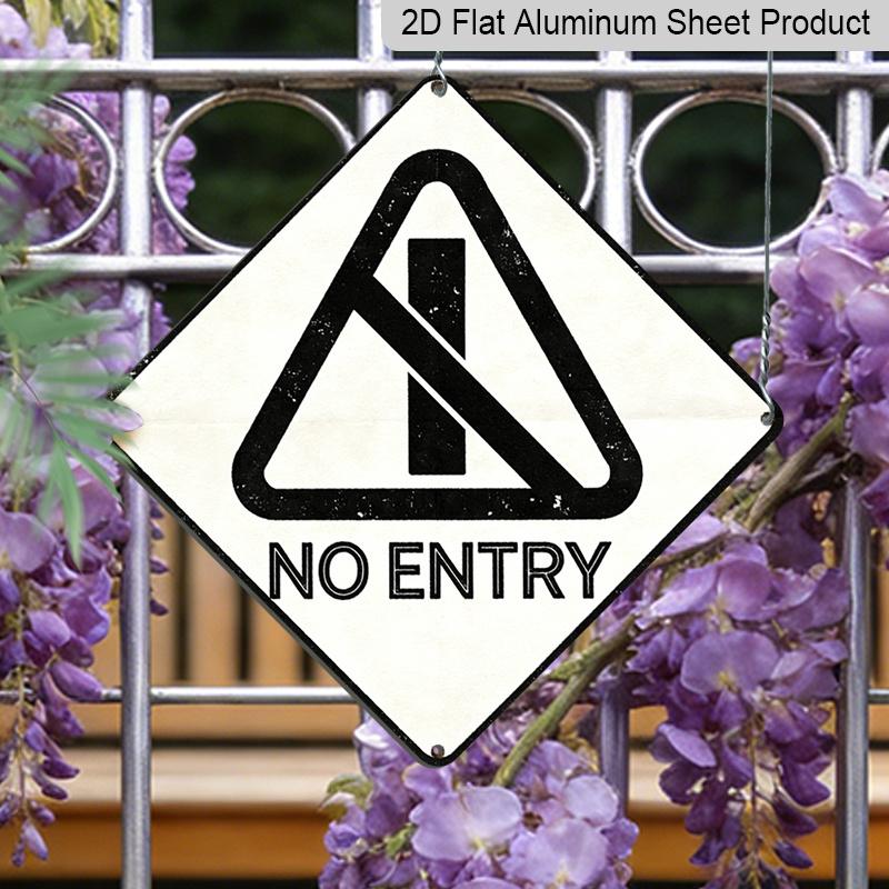 2D Flat, 1pc, Vintage Metal Aluminium Sign, No Entry Theme, Warning Decor Gift for Friends, Suitable for Garage, Office, Hallway, Warehouse, Work