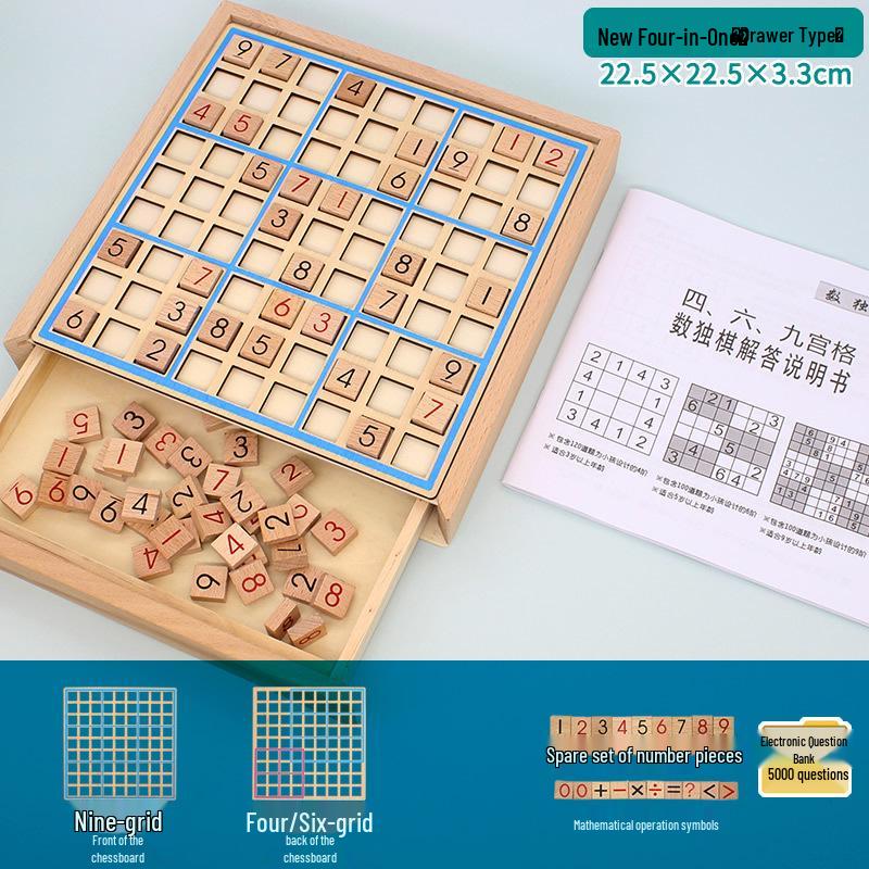 Wooden Sudoku Game: Nine-Grid Logic Puzzle for Children