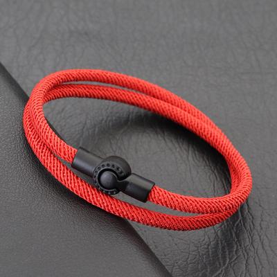 Rope Bracelet Men's Double Layer Braided Milanese Rope Wrap Brazelet Student Magnetic Clasp Adjustable Wrist Jewelry