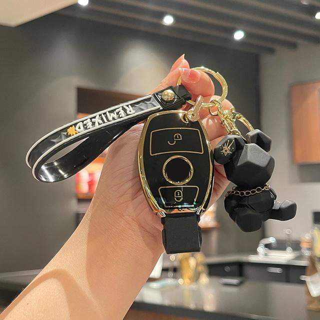 

Чохол для брелока з ТПУ для автомобіля Mercedes Benz ABRG Class GLK GLA W204 W251 W463 W176 Брелок для ключів від автомобіля, брелок-зайчик коричневий