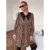 Fashion Leopard Print Print Dress Retro Street Long Sleeve Short Dress Sexy Waist Trimming Sexy Wind