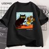 Van Gogh Cat Graphic T Shirts Men Women Flower Black Cat T-shirt Round Neck Cotton Short Sleeve Trendy Tee Shirt Streetwear