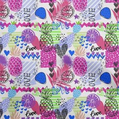 Cotton Flex Fuschia Pink Fabric Tropical Fruits Sewing Craft Projects Fabric Prints By Yard 40 Inch