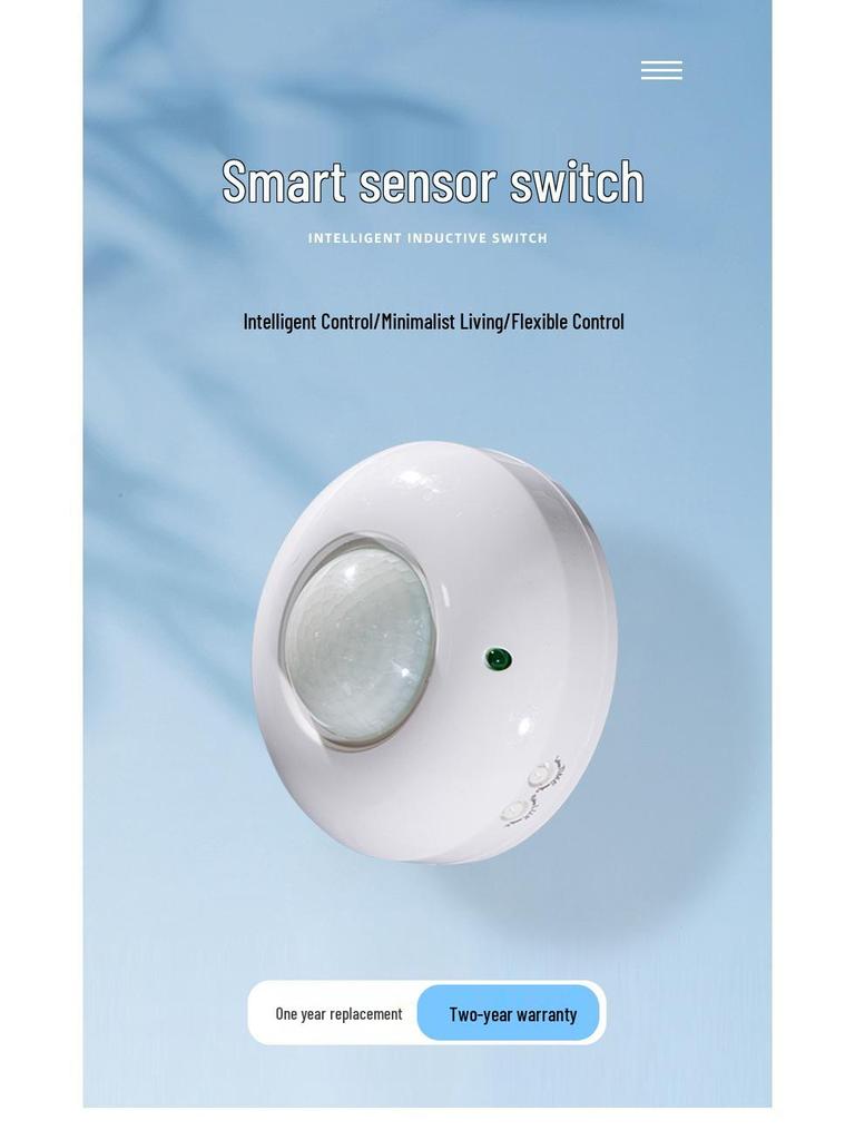 Ceiling-Mounted Intelligent Infrared Motion Sensor Switch with Adjustable Delay