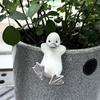 White Duck Figurine Resin Duck Statue Flower Pot Hugger Planter Edge Duck Statue for Potted Plants Aquarium