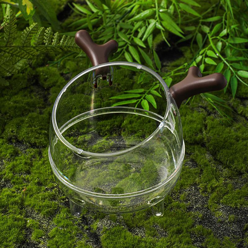 

Transparent Hamster Bathroom Toilet 2 In 1 Large Space Antlers Design Pet Bathtub Sand Bath Box For Small Pet Cage Accessories Brown with ladder