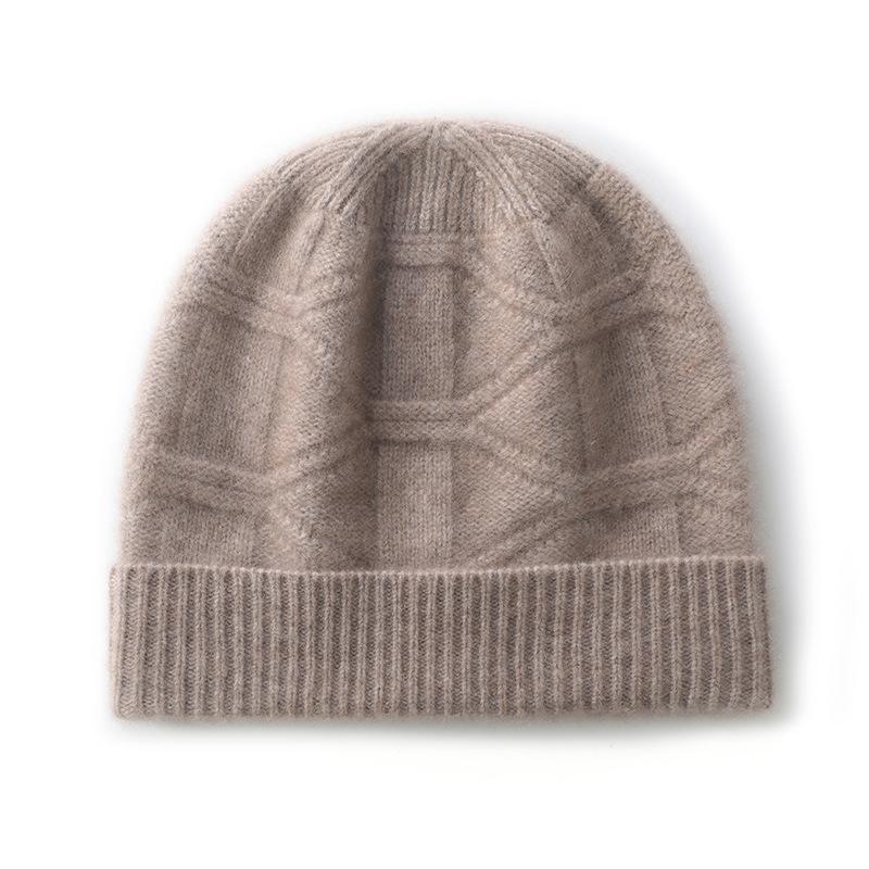 Cashmere Hat Autumn and Winter New Style Women's Fashion Casual Ear Protection Pile Hat Solid Color Knitted Hat