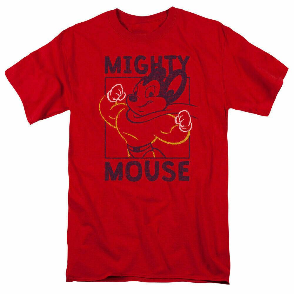 Mighty Mouse Break The Box T Shirt Mens Licensed Cartoon Merchandise Red XXXL