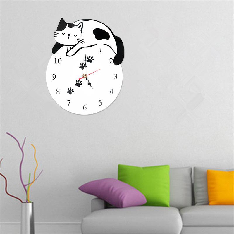 Acryl Katze Wanduhr Leise Nicht-Tickend Hängender Timer Für Zuhause Büro Schlafzimmer Bibliothek