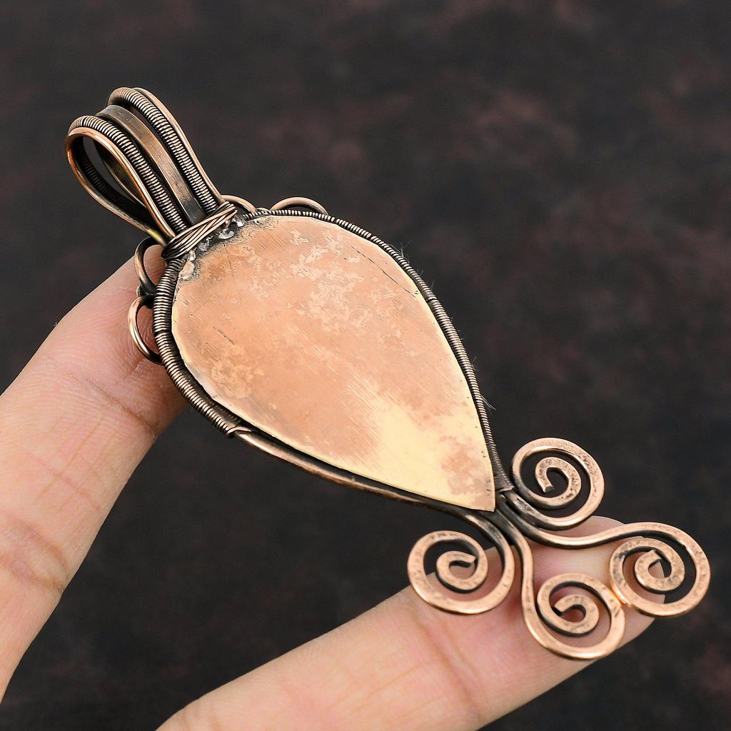 Purple Carved Bone Face Gemstone Pendant Copper Wire Wrapped Pendant Coral & Turquoise Pendant Copper Wire Wrapped Jewelry Handmade Pendants