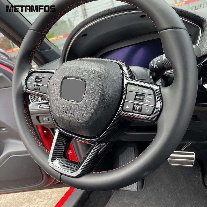 Accessories For Honda Civic 11th -2025 Integra -2025 Carbon Fiber Steering Wheel Cover Molding Trim Decoration Frame