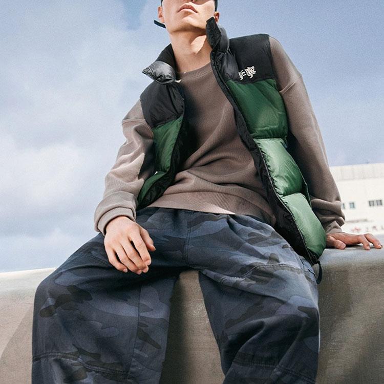 Li Ning Color Block Stand Collar Down Vest Unisex Vests Pasture-Green AMRT047-3