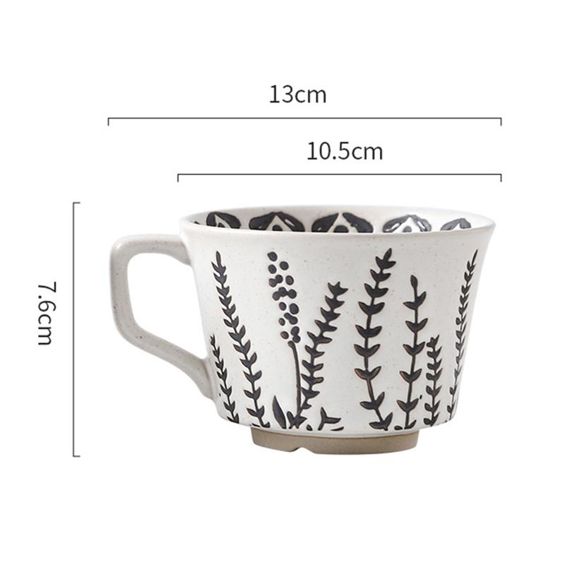 300ml Ceramic Coffee Mug Tea Cup Milk Latte Coffee Cups Vintage Leaf Pattern Porcelain Tea Mug Home Office Water Cup Drinkware