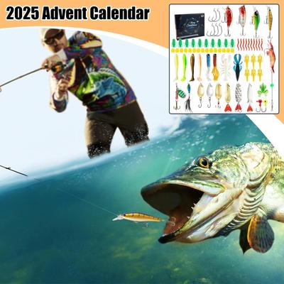 24 Days Christmas Fishing Advent Calendar Christmas Countdown Calendar with Fishing Lures Portable Baits Tackle Gear for Men