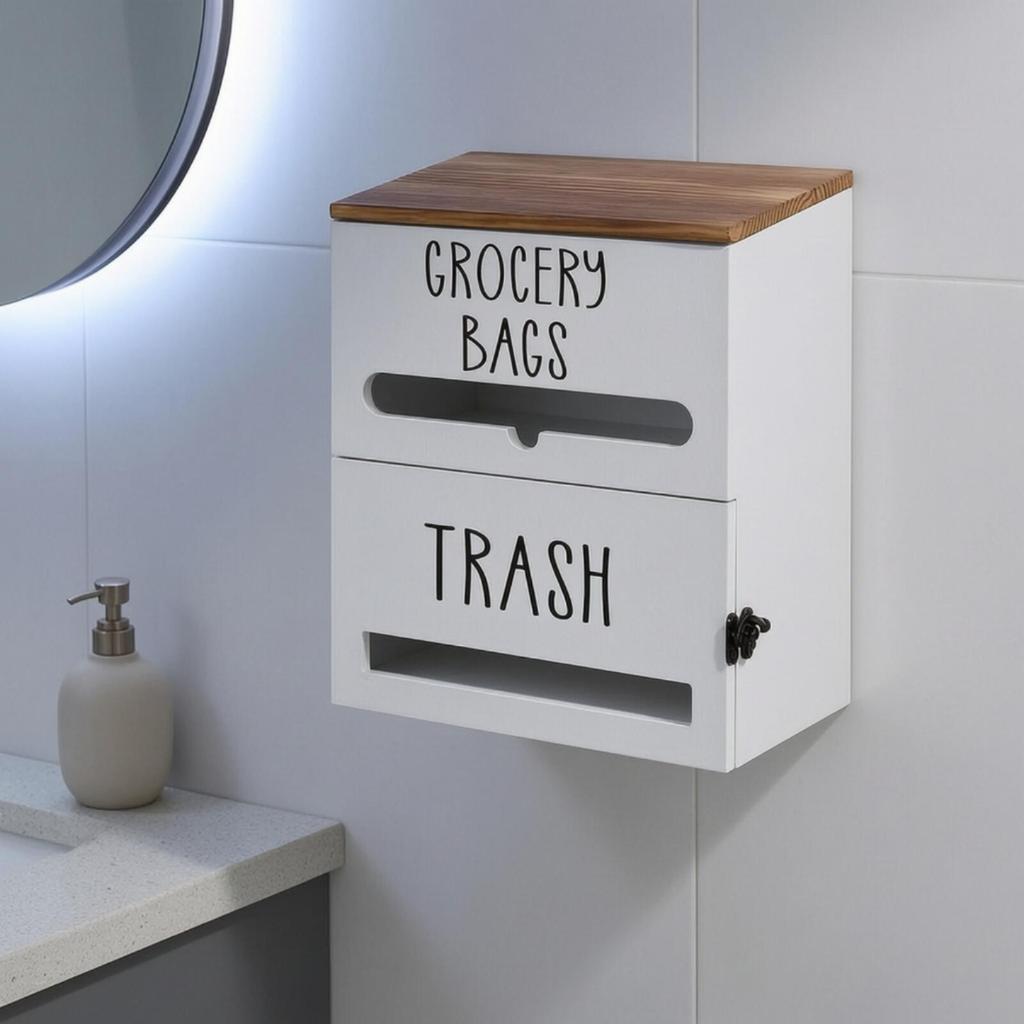 Wall-Mount Bag Storage Box Countertop Kitchen Paper Organizer Multi-Functional