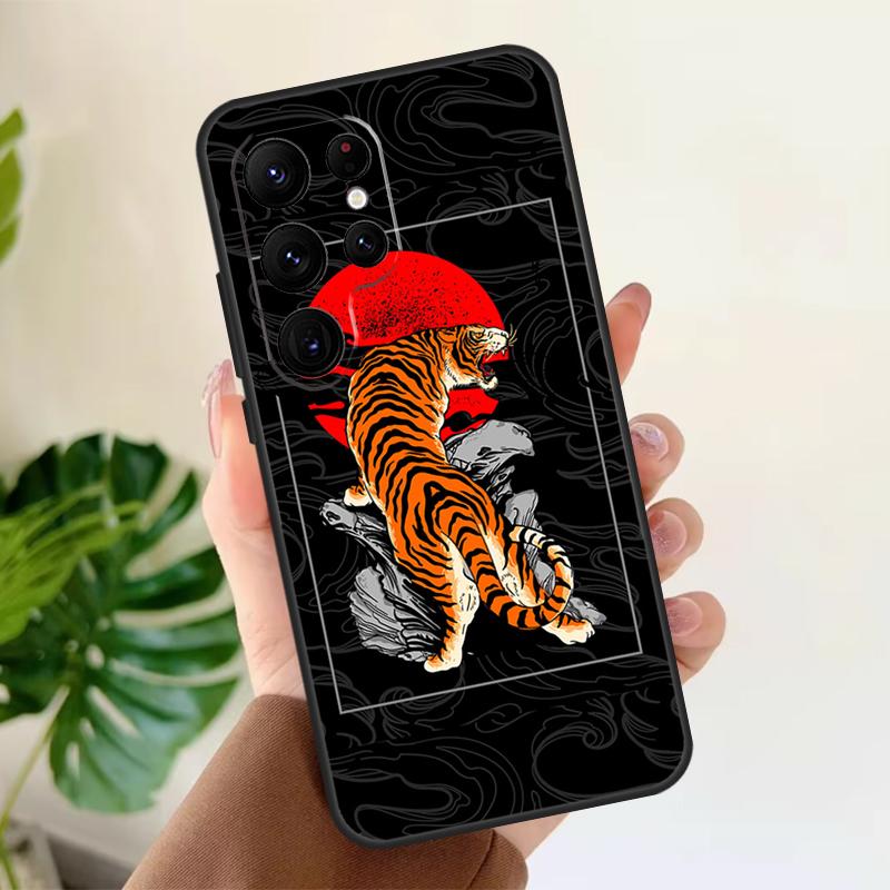 Tiger Red Sun Japan Art Soft Case For Samsung Galaxy S25 Ultra S21 S22 S23 S24 Plus S9 S10 S20 FE S24 FE Phone Cover