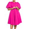 Round neck temperament bubble sleeves waist pendulum dress dress A-word dress