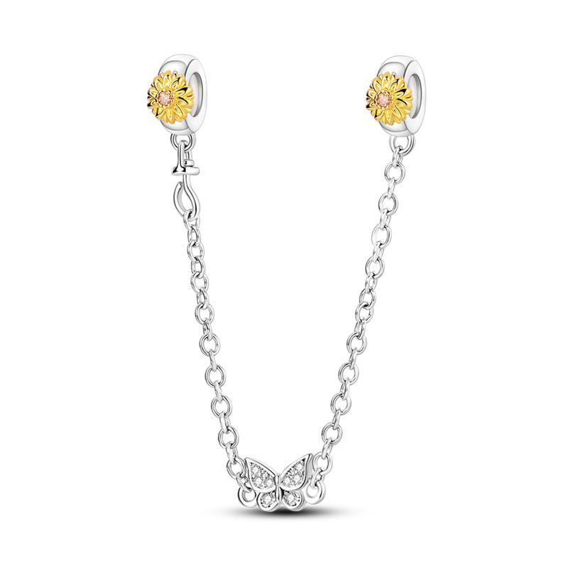 Flower Charms Fit Bracelets Sunflower 925 Silver Tulip Sakura Daisy Rose Flowers Beads DIY Jewelry Making