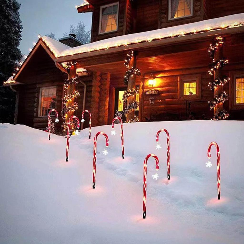 5PCS Solar Candy Cane Lights Outdoor Christmas Decorations Christmas Decorative Lights for Garden Patio Lawn Or Yard Decoration