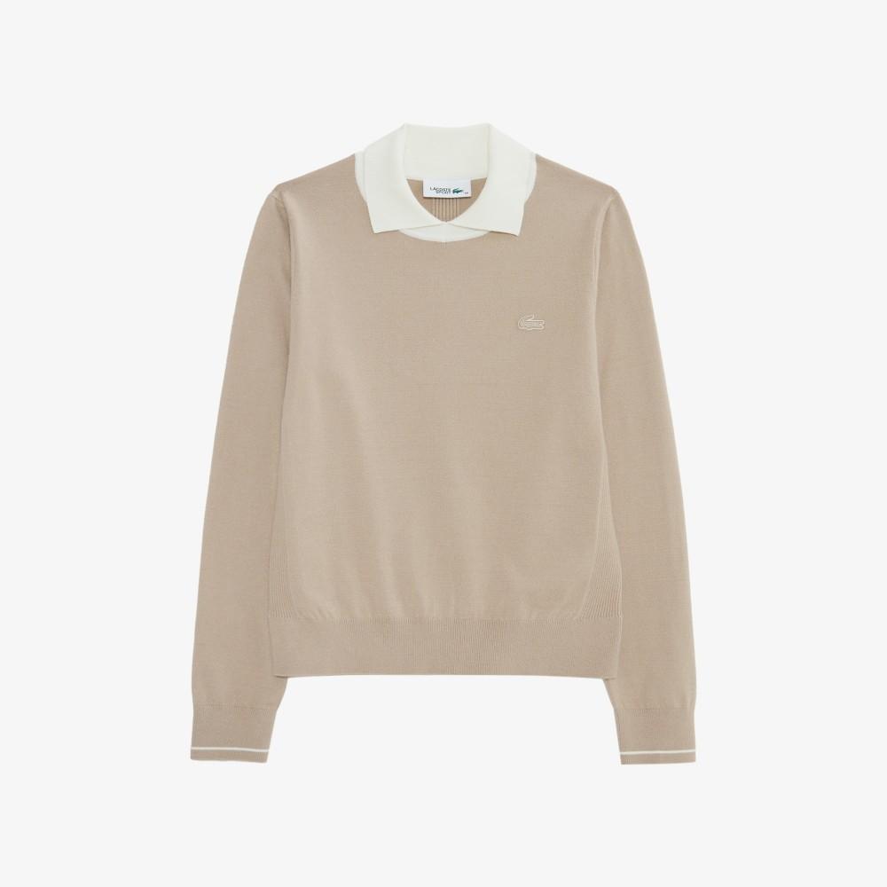 [Lacoste] Women's Contrast Collar Sweater AF814E-55N02S