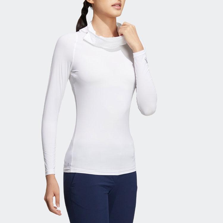Adidas Solid Color High Neck Long Sleeve T-Shirt Women Tops White HT0024