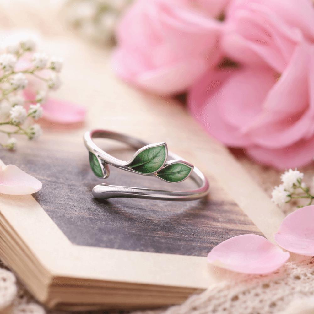 Oil Drop Enamel Leaf Ring Irregular Women's Ring Personality Jewelry Leaf Opening Ring  Party