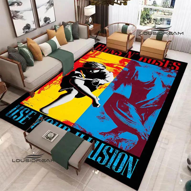 Guns n'roses band retro print carpet fashion home decoration non -slip carpet photography propsmal area rug birthday gift