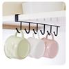 Mug Cups Wine Glasses Storage Hooks Kitchen Utensil Ties Belts Scarf Hanging Hook Rack Holder Under Cabinet Closet Without Drilling 6 Hooks