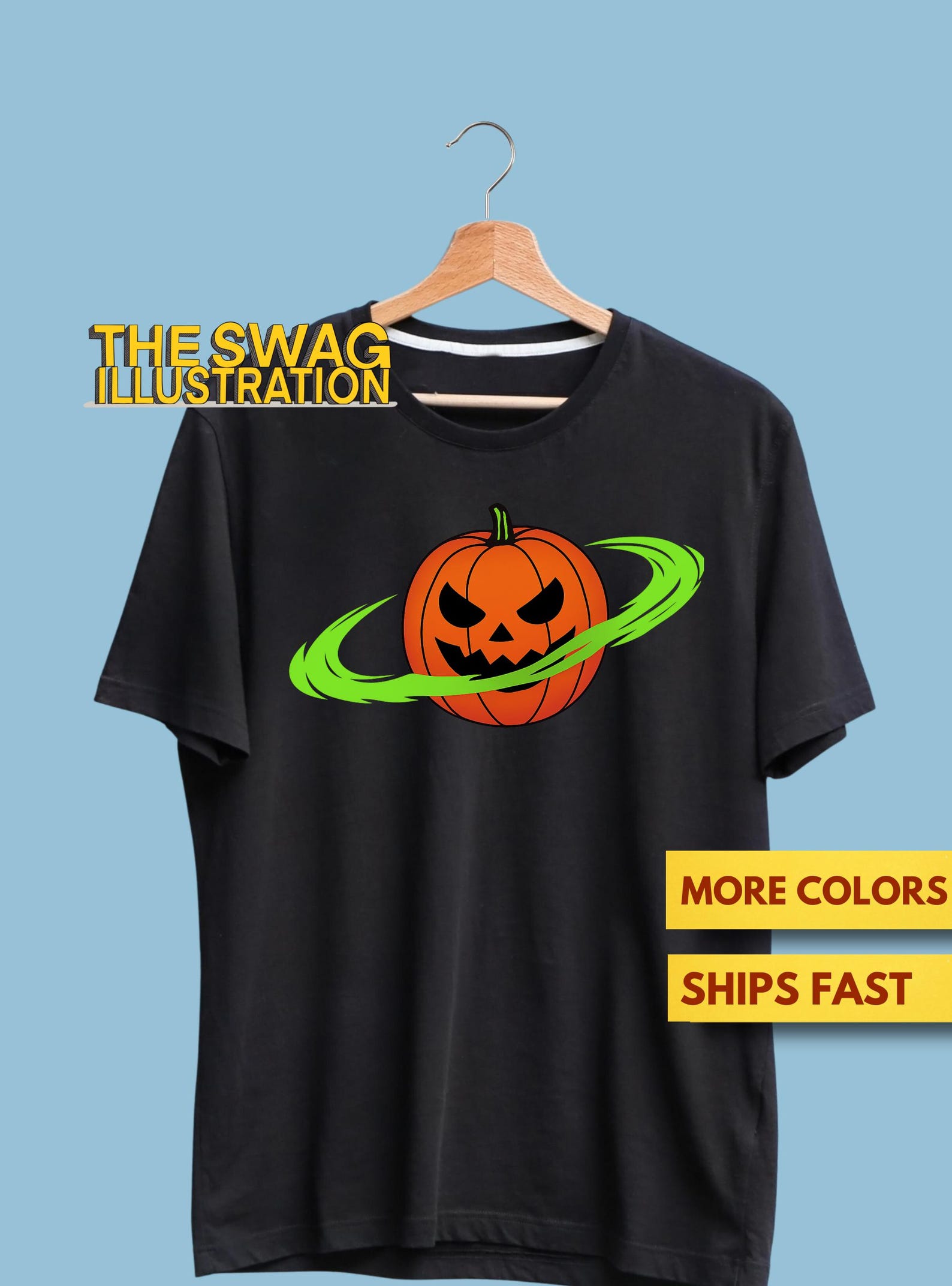 Planet Pumpkin Halloween Shirt, Saturn Pumpkin Planet Space Lovers Shirt, Spooky Halloween Space GifT shirt, Ultra Soft Premium Tee M