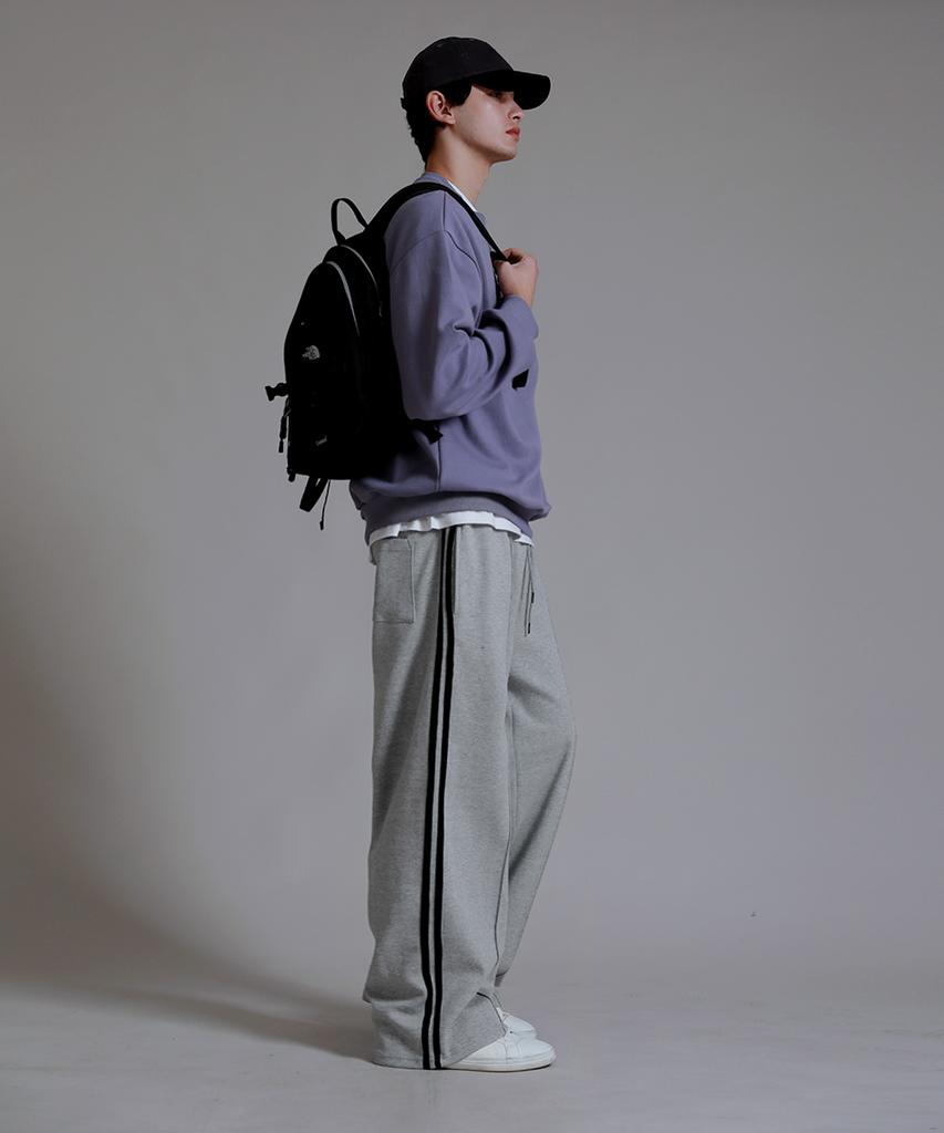 LIKE THE MOST Training Pinstripe Track Wide Pants_Gray