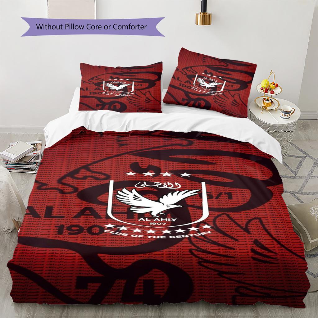 Al Ahly Pattern Bedding Set Quilt Cover Pillowcase Home Decor Gift (1 * Duvet Cover + 2 * Pillowcase, Without Core)