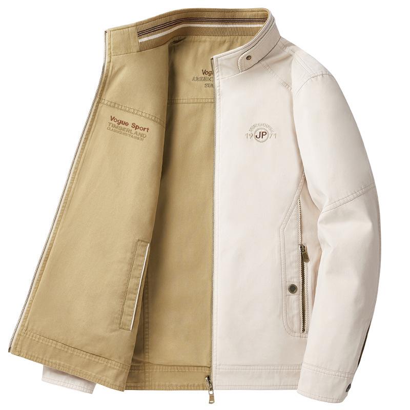 Herren Retro Baumwolljacke doppelseitig - Stehkragen, lässige Oberbekleidung für Frühling & Herbst