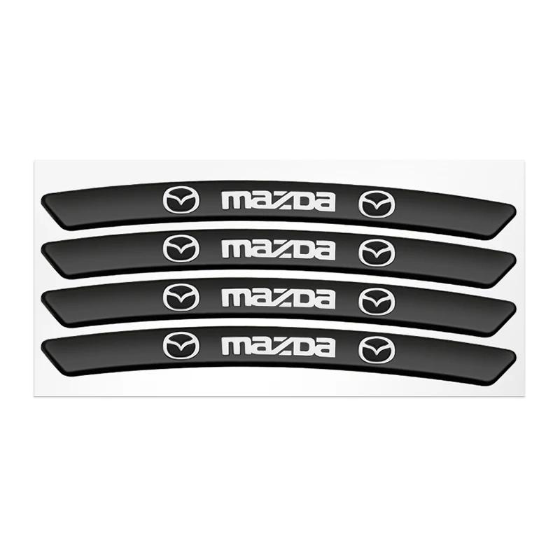 4pcs Aluminum Car Badge Wheel Hub Stickers Auto Rims Decoration Decal For Mazda Speed 3 5 6 BK CX-3 CX-5 CX7 CX-7 Demio Axela MS FF4
