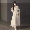 Gentle White Moonlight Dress Fairy Super Fairy High-end French Temperament Early Autumn Pure Apricot Long-sleeved Skirt
