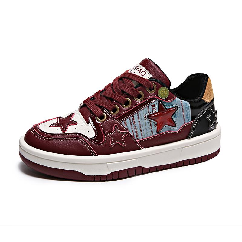 

Женские повседневные кроссовки, летняя обувь, женская мода, дышащая спортивная обувь на шнуровке для женщин, дизайнерская обувь для ходьбы на платформе 40 вино красного