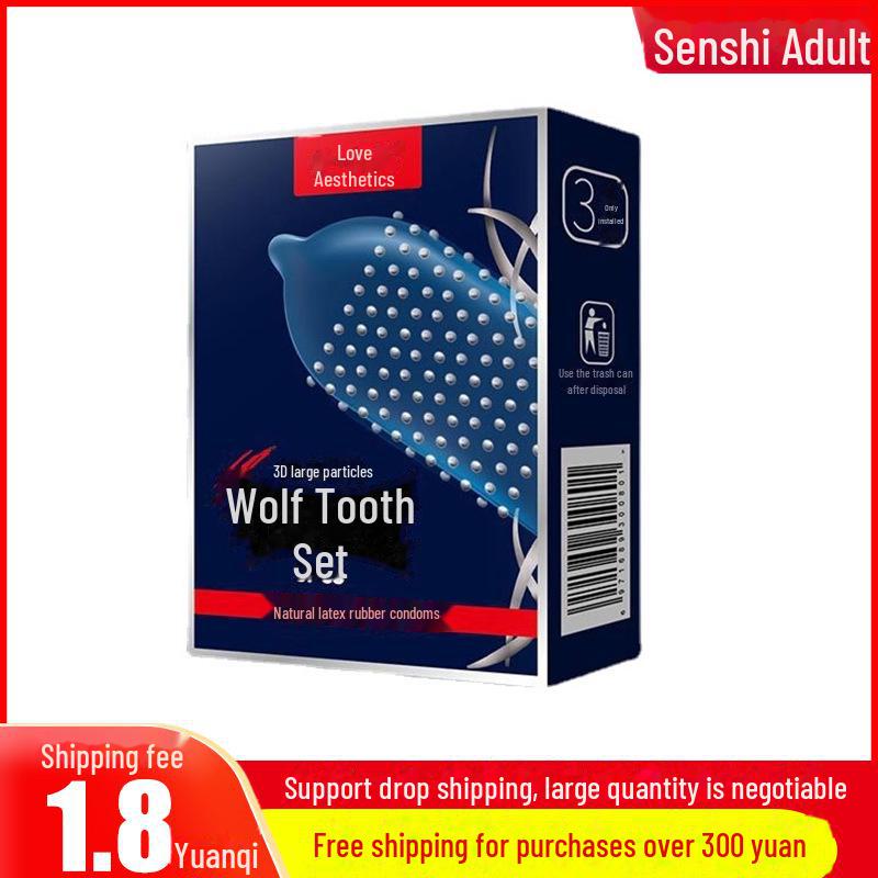 Large 3D Particle Wolf Tooth Condoms (3 Pack) – Adult Family Planning & Sex Toys for Men