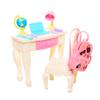 Cute Miniature Dollhouse Study Accessories for Doll 18 Items Mini Laptop Ruler Globe Pencil Table Lamp for Barbie Kids Toys