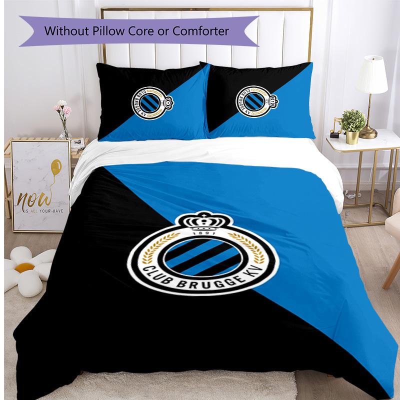 Set Biancheria da Letto 3 Pezzi Stampato FC Club Brugge Traspirante Copripiumino con Federe Biancheria da Letto Decorativa per Camera da Letto Casa
