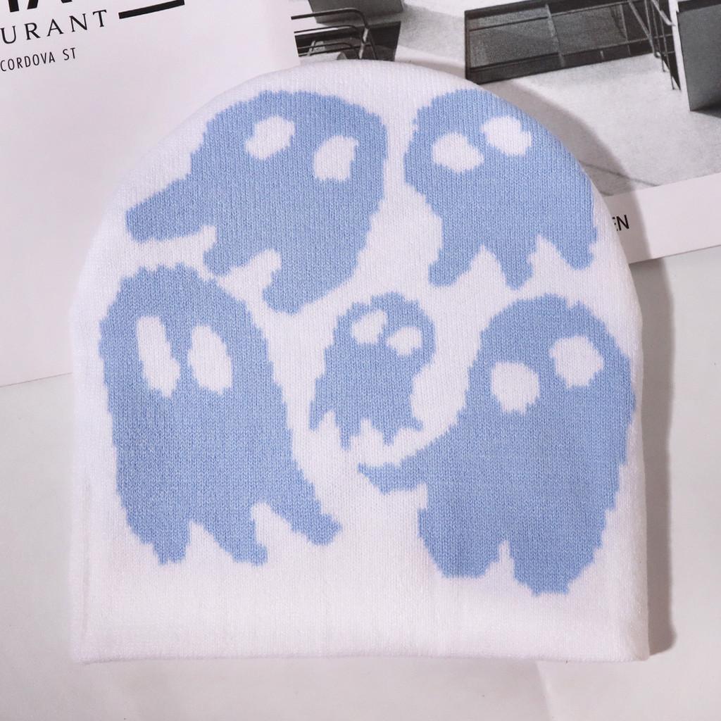 Ghost Pattern Beanie For Autumn Winter Outdoor Activities And Street Fashion