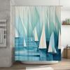 Blue Sailboat Shower CurtainModern Geometric Design for Bathroom Decor Waterproof Fabric Home Decoration  with Rod
