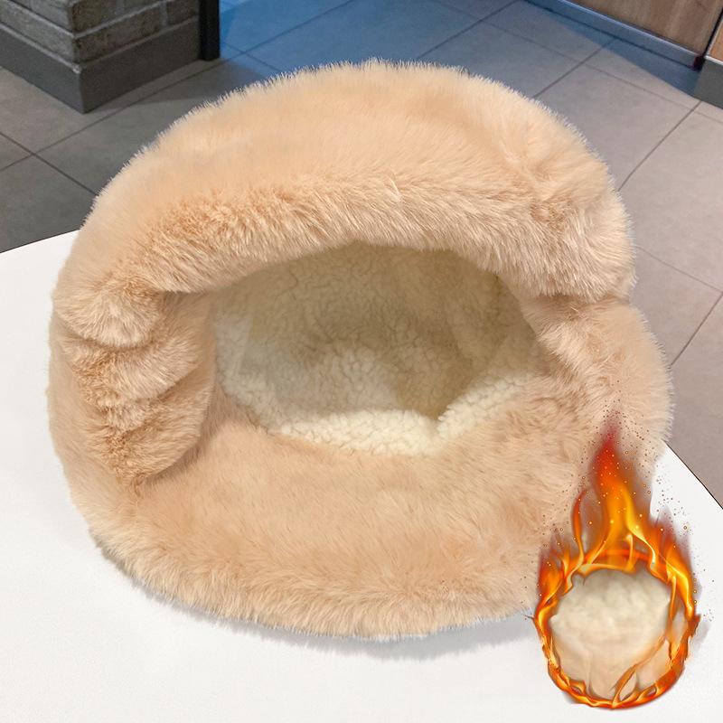 Winter New Burr Bucket Hat Women's Outdoor Plush Warm Fashion Plush Bucket Hat