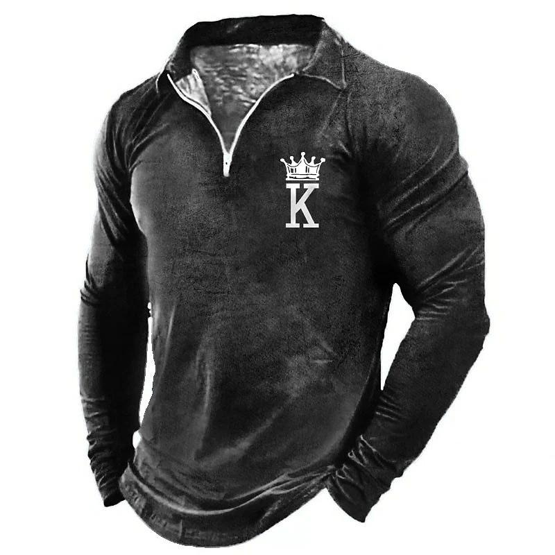 New POLO Shirt Zip Long-sleeved Lapel Men's Sweatshirt Casual Tops Tide