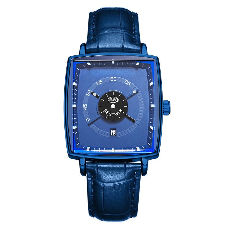 High-End Men'S Quartz Movement Watch Fashion Square Disc Belt Watch