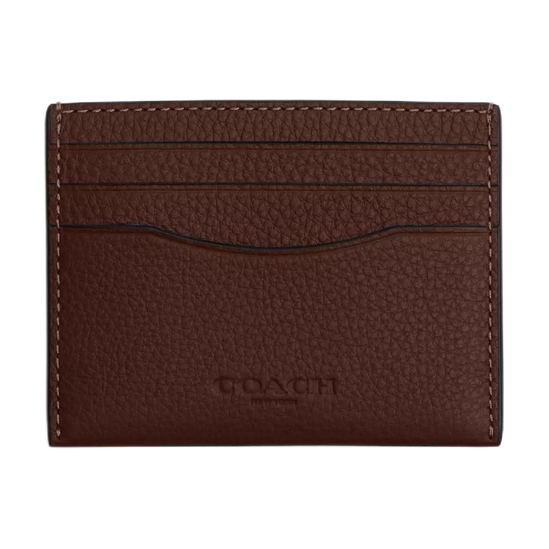 Coach Slim 10 Logo Embossed Leather Card Holder Women Accessories Brown CP209-MPL Tan