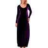 Women's Fashion Casual Flared Elegant Velvet Dress With Round Neck, Pockets, Long Sleeves, Solid Color
