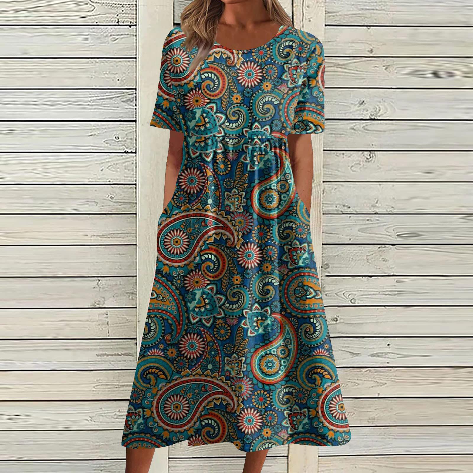 Жен. Повседневные платья Платья с принтами Летние платья С принтами Плиссированные — фото 7