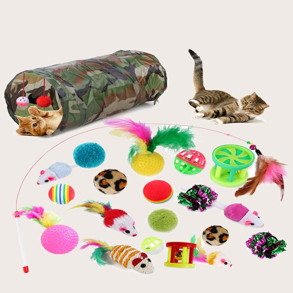 Kitten Toys Variety Pack-Pet Cat Toys Combination Set Cat Toy Funny Cat Stick Sisal Mouse Bell Ball Cat Supplies